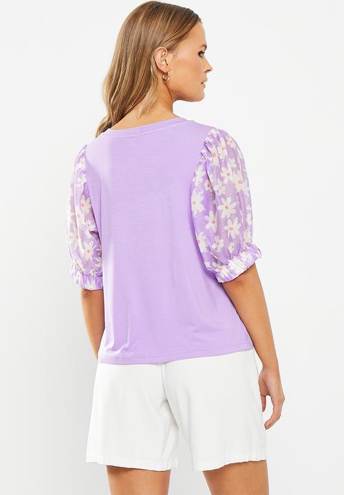 Me&B - The organza combo tee  - lilac floral