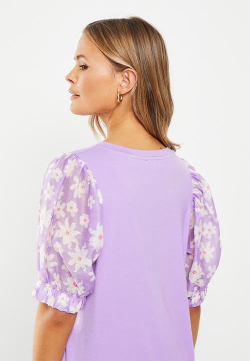 Me&B - The organza combo tee  - lilac floral