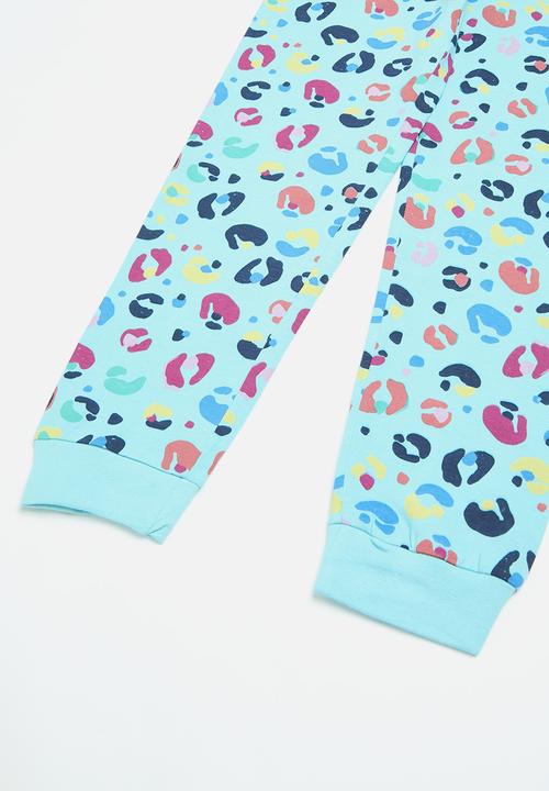 MINOTI - Girls 2 Pack multi aop pyjama set - turquoise 
