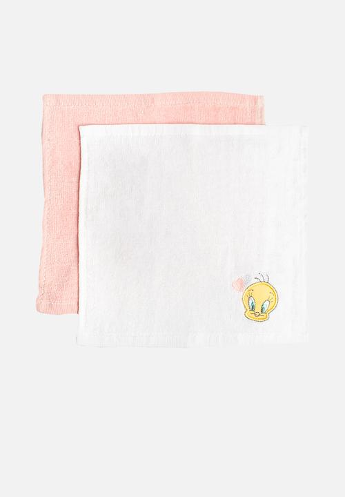 Character Group - Tweety 2 pack face cloth - pink & white