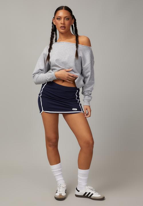 Factorie - Slouchy off shoulder crew - grey marle