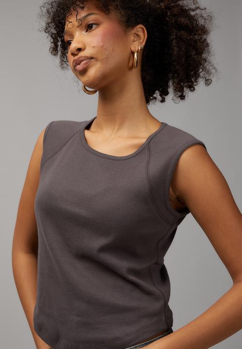Factorie - Raglan curve hem tank - charcoal