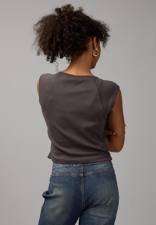 Factorie - Raglan curve hem tank - charcoal