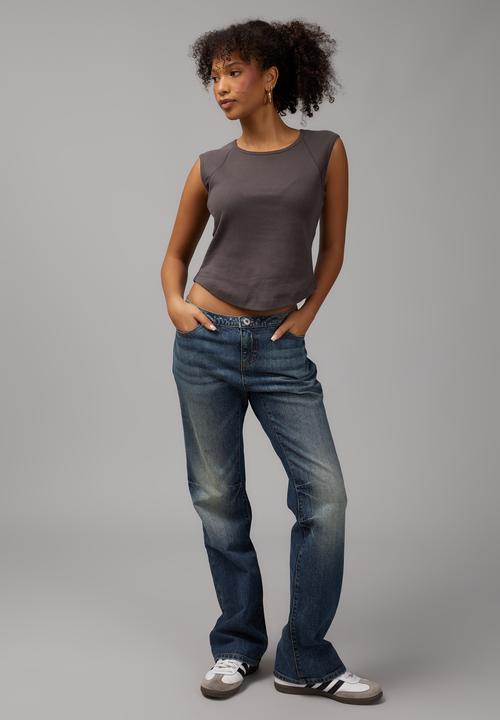 Factorie - Raglan curve hem tank - charcoal