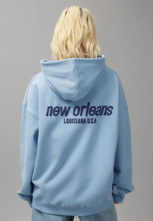 Factorie - Oversized zip through hoodie - marlin blue/new orleans