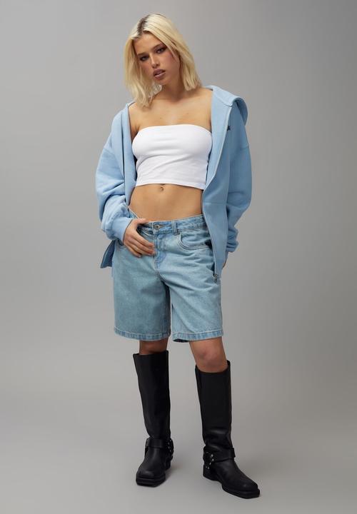 Factorie - Oversized zip through hoodie - marlin blue/new orleans