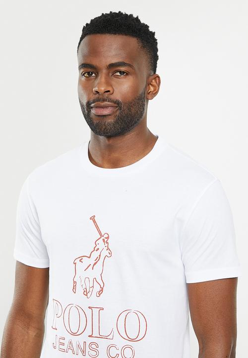 POLO - Mens pjc short sleeve  logo tee - white