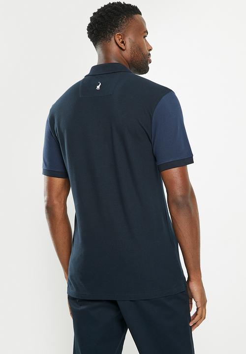 POLO - Mens colour block logo short sleeve golfer - mid blue
