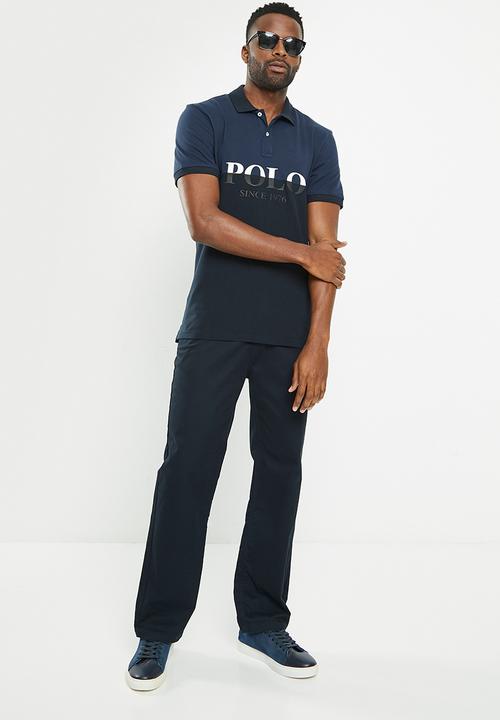 POLO - Mens colour block logo short sleeve golfer - mid blue