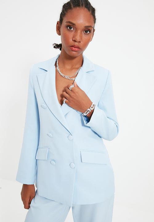 Trendyol - Double-breasted blazer - light blue