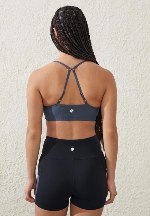 Cotton On - Rib workout yoga crop - folkstone grey rib
