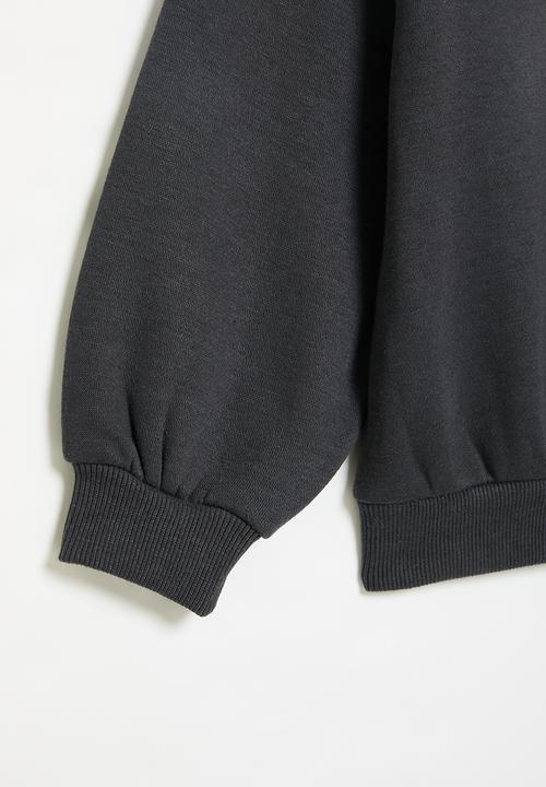 MINOTI - Girls basic be kind fleece crew - charcoal 
