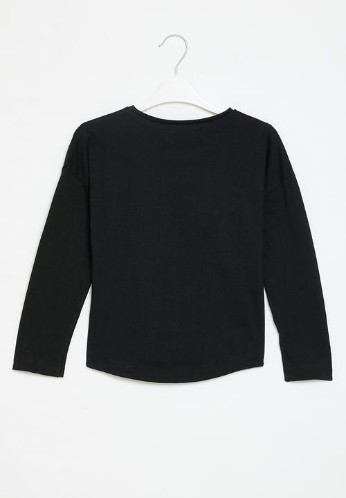 MINOTI - Girls basic on my mind graphic long sleeve top - black 