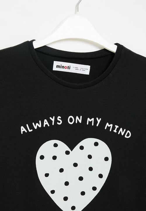 MINOTI - Girls basic on my mind graphic long sleeve top - black 