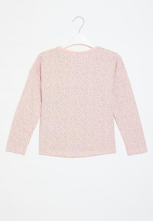 MINOTI - Girls basic zebra spotty graphic long sleeve top - pink