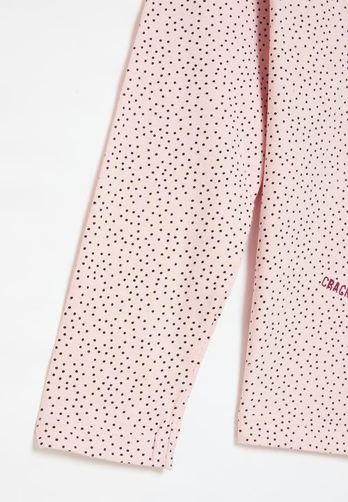 MINOTI - Girls basic zebra spotty graphic long sleeve top - pink