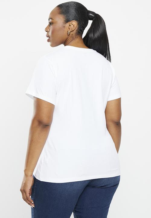 POLO - Plus sadie beaded tee - white