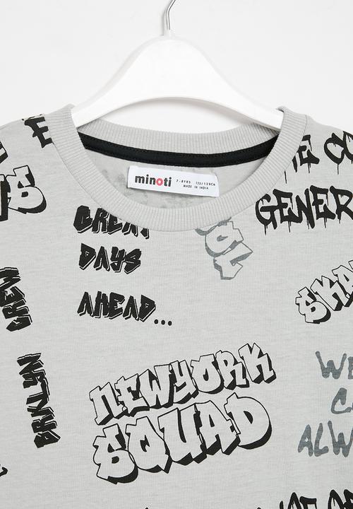 MINOTI - Boys basic aop drop hem top - grey 