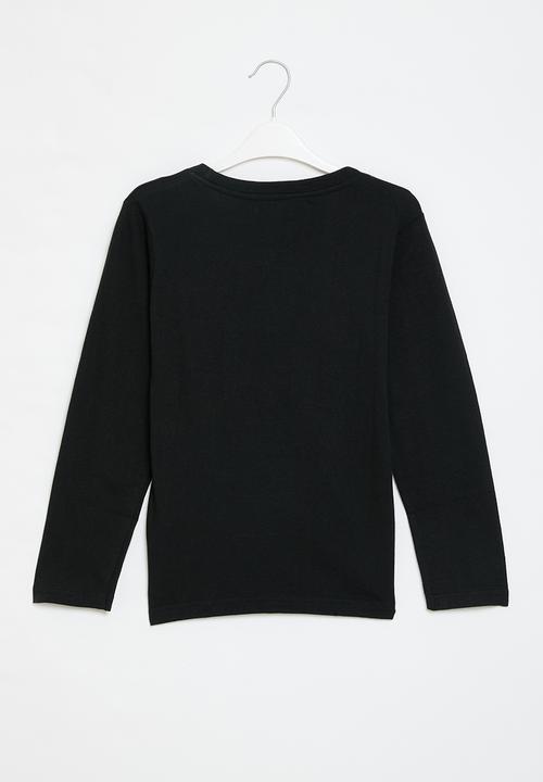 MINOTI - Boys basic good days drop hem top - black 