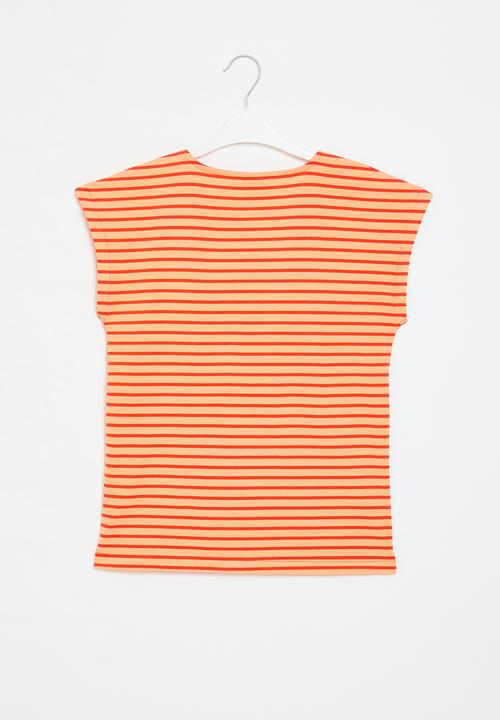 POLO - Girls jade striped tee - sunset