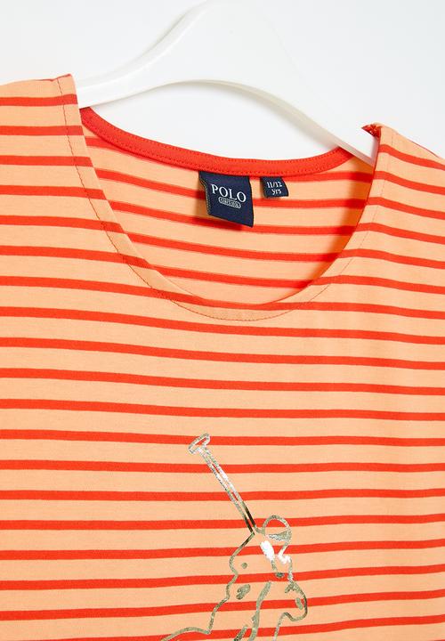 POLO - Girls jade striped tee - sunset