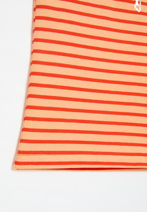 POLO - Girls jade striped tee - sunset