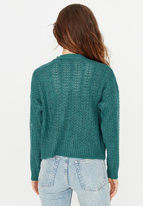 Trendyol - Button down relaxed cardigan - petrol
