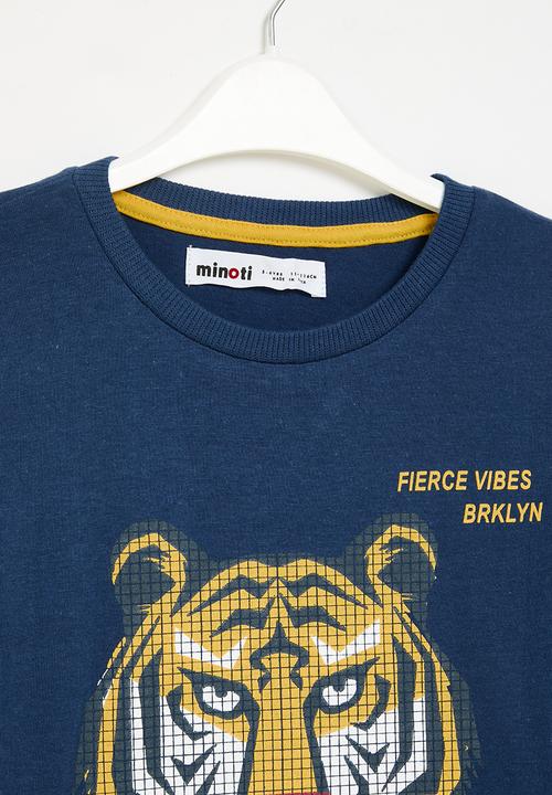 MINOTI - Boys basic nope drop hem top - blue