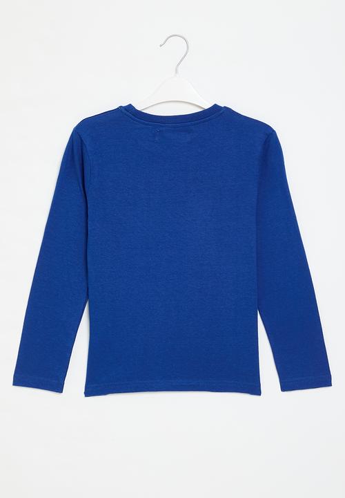 MINOTI - Boys basic smile long sleeve graphic top - bright blue