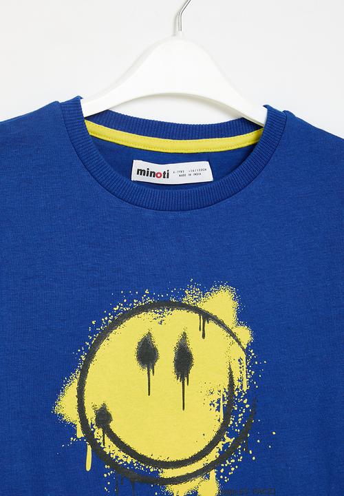MINOTI - Boys basic smile long sleeve graphic top - bright blue
