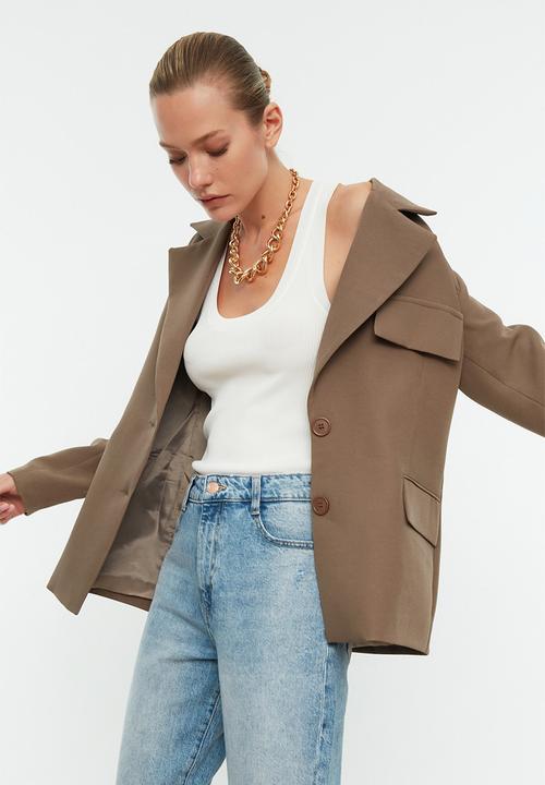 Trendyol - Oversized basic blazer - brown
