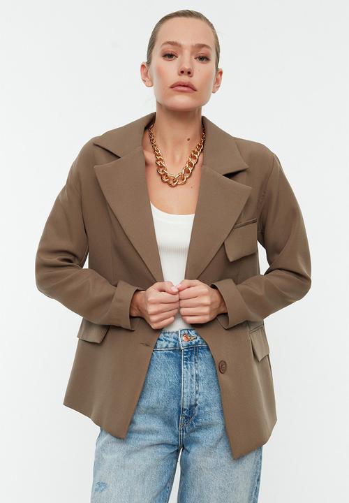 Trendyol - Oversized basic blazer - brown