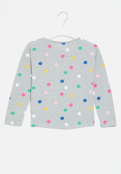 MINOTI - Girls basic spotty aop graphic long sleeve top - multi