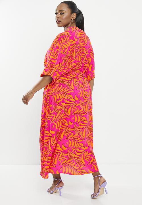 Me&B - Joy kaftan - cerise & orange tropical palm