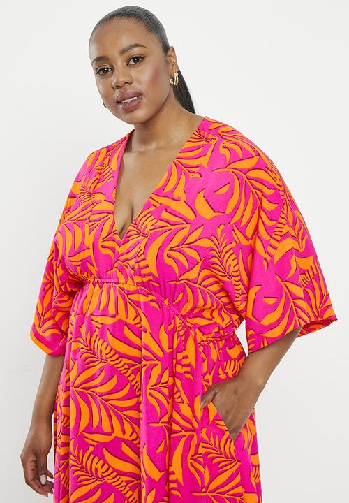 Me&B - Joy kaftan - cerise & orange tropical palm