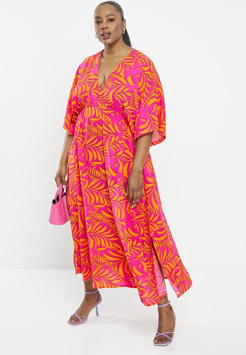 Me&B - Joy kaftan - cerise & orange tropical palm
