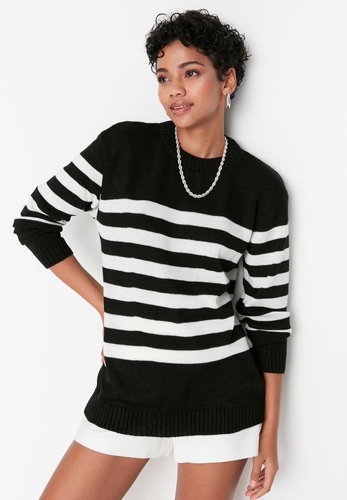 Trendyol - Oversize stripe sweater - black