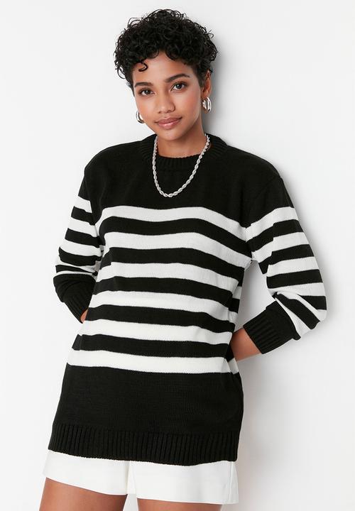 Trendyol - Oversize stripe sweater - black
