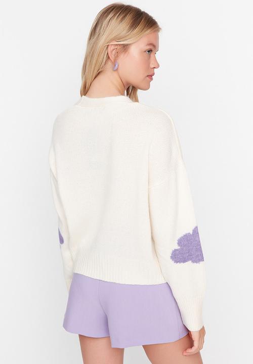 Trendyol - Cloud print cardigan - ecru