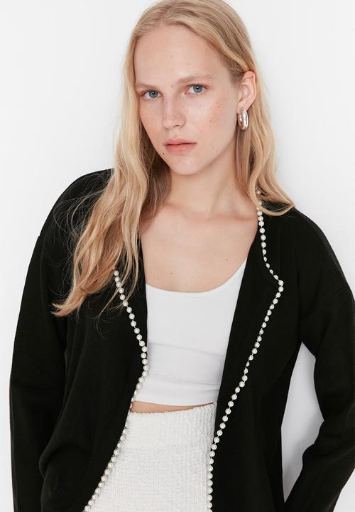 Trendyol - Turndown collar basic cardigan - black