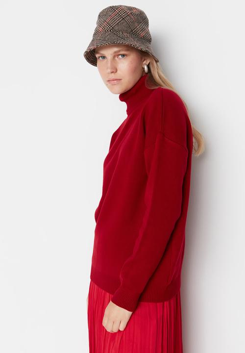Trendyol - Turtle neck regular sweater - red