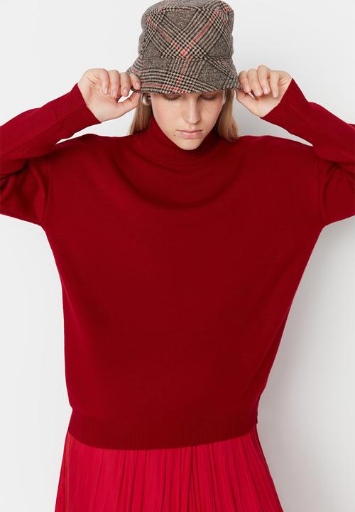 Trendyol - Turtle neck regular sweater - red