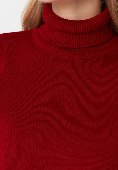Trendyol - Turtle neck regular sweater - red