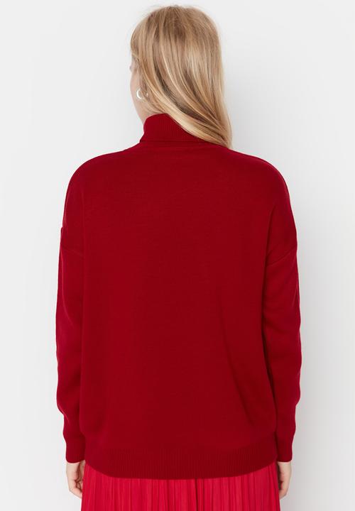 Trendyol - Turtle neck regular sweater - red