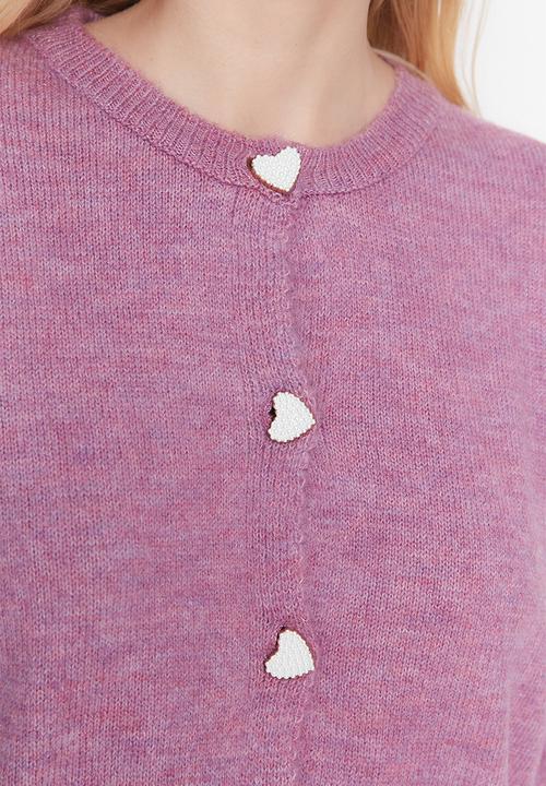 Trendyol - Heart button detail cardigan - lilac