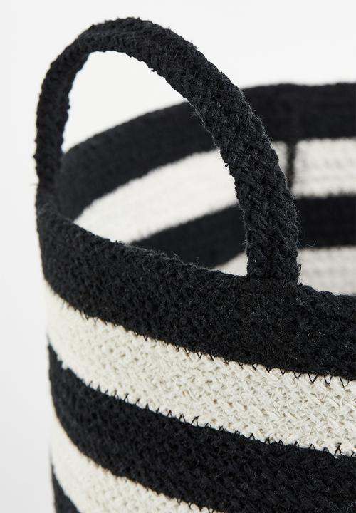 H&M - Cotton storage basket - black & white striped
