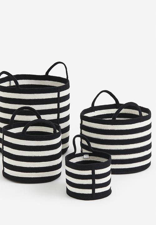 H&M - Cotton storage basket - black & white striped