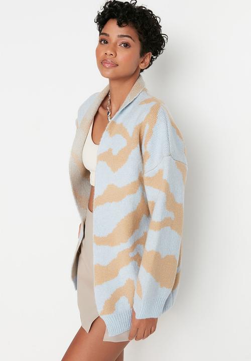 Trendyol - Casual animal print cardigan - light blue