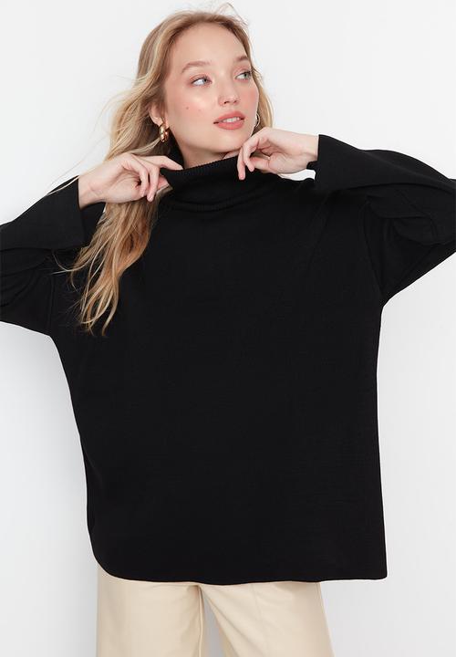 Trendyol - Oversize poloneck sweater - black