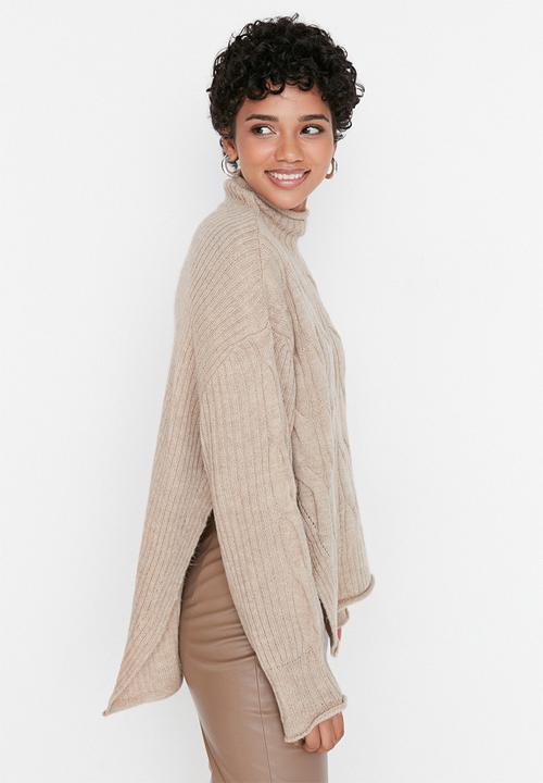 Trendyol - Regular turtleneck sweater - beige
